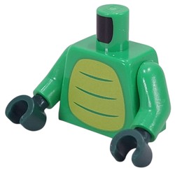LEGO part 973c06h35pr0002 Torso, Lime Crocodile Belly print, Bright Green Arms, Dark Green Hands in Bright Green