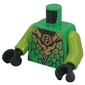 Torso, Ninja Robe, Gold/Dark Green Scales, Gold Dragon print, Lime Arms, Black Hands