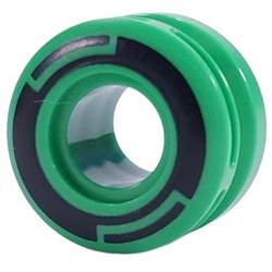 LEGO part upn9997pr0001 Wheel 11 x 8 with Center Groove, One Smooth Side with Black Circles print in Bright Green