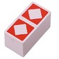 Modulex Tile 1 x 2 with Orange Squares, White Diamonds print, without Internal Supports