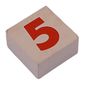 Modulex Tile 2 x 2 with Red '5' print, without Internal Supports