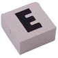 Modulex Tile 2 x 2 with Black 'E' print, Black Internal Lining, White Dot
