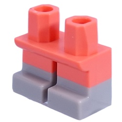 LEGO part 16709pat14 Leg Short with Light Bluish Gray Feet Pattern in Vibrant Coral/ Coral