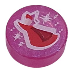 Tile Round 1 x 1 with Red Fairy Godmother print