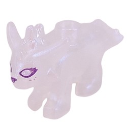 LEGO part 7581pr0004 Animal, Treasure Creature with Dark Purple/Silver Eyes print in Transparent with Opalescence/ Satin Trans-Clear