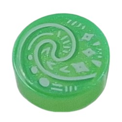 Tile Round 1 x 1 with Curled Shell (Heart of Te Fiti) print