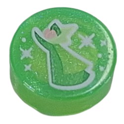 Tile Round 1 x 1 with Green Fairy Godmother print