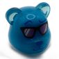 Minifig Head Special, Bear, Dark Blue Raised Eyebrow, Black Glasses with Lavender Glass, Light Aqua Ears print