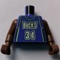 Torso Basketball Jersey, Milwaukee Bucks '34' Print, Long One Piece Arms Brown (NBA)