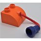 Duplo Animal Brick 2 x 2 Rounded with Red Rope Tail and Violet Hole Connector