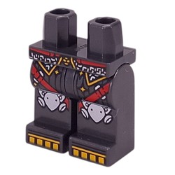 LEGO part 970c75pr0024 Hips and Pearl Titanium Legs with print in Titanium Metallic / Pearl Titanium