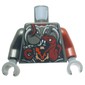 Torso, Odd Arms, Armor, Red Snake and Clock Print, Left Dark Red Arm, Right Pearl Titanium Arm, Dark Bluish Grey Hands