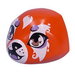 LEGO part 5722pr0001 Large Figure Head Panda 6 x 4 x 5 with Red Panda Face, White Flames, Lavender Markings print in Reddish Orange