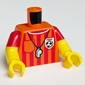Torso, Dual Molded Arms with Referee Shirt, Vertical Red Stripes, Whistle, Soccer Ball Print, Red Sleeves Pattern, Yellow Arms and Hands