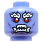 Minifig Head Oni General, Thick White Eyebrows, Red Eyes, Sharp Teeth, Fangs, Dark Purple Markings