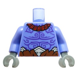 Torso, Bare Chest, Dark Purple Markings, Dark Red Necklaces, Reddish Brown Pants print, Blue Violet Arms, Dark Bluish Gray Hands