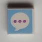 Tile 1 x 1 with Text Bubble, Lavender Dots, Medium Azure Background print