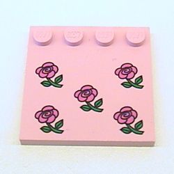 Plate Special 4 x 4 with Studs on One Edge and Roses Print