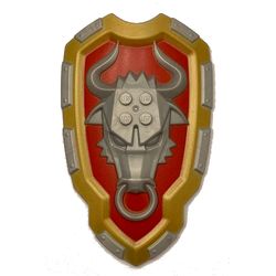 Large Figure Shield, 2 x 2 Brick Relief, Bull with Red and Metallic Gold Print