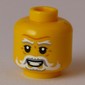 Minifig Head Hibernus, White and Grey Eyebrows, Bears, Moustache, Smile with Teeth / Angry