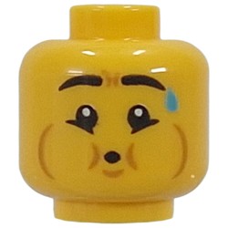LEGO part 28621pr0071 Minifig Head Tuba Player, Full Blowing Cheeks in Bright Yellow/ Yellow
