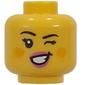 Minifig Head Cute Witch, Bright Pink Lips, Cheeks, Open Mouth Smile / Wink