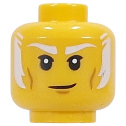 LEGO part 28621pr0086 Minifig Head Master Ivo with print in Bright Yellow/ Yellow