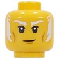 Minifig Head Master Ivo, White Eyebrows, Sideburns, Neutral / Crooked Smile