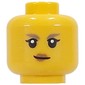 Minifig Head Mira, Dark Tan Eyebrows, Peach Lips, Frowned Smile / Angry Scowl