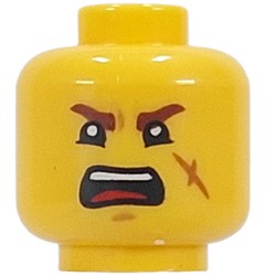 LEGO part 28621pr0088 Minifig Head Jin with print in Bright Yellow/ Yellow