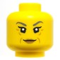 Minifig Head Mystake, Dark Bluish Grey Eyebrows, Nougat Wrinkles, Lips, Smile