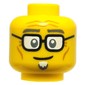 Minifig Head Mailman, Dark Bluish Grey Eyebrows, White Goatee, Black Glasses, Wrinkles
