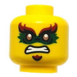 LEGO part 28621pr9510 Minifig Head Acronix with print in Bright Yellow/ Yellow