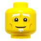 Minifig Head First Spinjitzu Master, White Eyebrows, Goatee, Wrinkles, Braided Ponytail in the Back