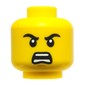Minifig Head Young Wu, Black Eyebrows, Lopsided Smile / Angry Scream