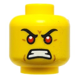 LEGO part 28621pr9515 Minifig Head Young Garmadon with print in Bright Yellow/ Yellow