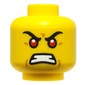 Minifig Head Young Garmadon, Black Eyebrows, Red Eyes, Angry / Raised Eyebrow, Smirk