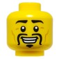 Minifig Head Ray, Black Eybrows, Long Moustache, Goatee, Wrinkles, Smile / Angry