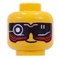 Minifig Head Cooper, Scowl/Black Visor with Red/Dark Turquoise/Silver Circuitry
