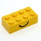 Brick 2 x 4 without Cross Supports with Smile / Frown Print