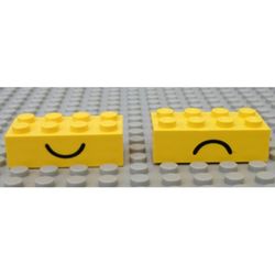 LEGO PART 3001pr0043 Brick 2 x 4 with Smile and Frown Print on Opposite ...