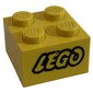 Brick 2 x 2 with LEGO Logo with Open O Black Outline Print