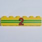 Brick 1 x 6 with 2 Green Stripes and Red '2' Print