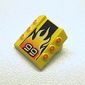 Slope 2 x 2 No Studs, with 3 Side Pistons Raised Edges and '99', Black Stripe, Flame Print