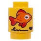 Brick Round 1 x 1 with Gold Fish print