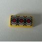 Tile 1 x 2 with Red Circles and Silver / Black Print