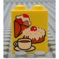 Brick 1 x 2 x 2 with Inside Axle Holder with Ice Cream, Cake and Coffee Print
