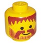 Minifig Head Soldier, Moustache, Beard Vertical Lines with Messy Hair Brown Print [Solid Stud]