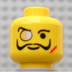 LEGO PART 3626bpr0041 Minifig Head Baron Von Barron, Monocle, Scar, and ...