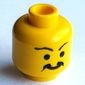 Minifig Head Imperial Armada, Moustache Curly and Split, Long Wavy Eyebrows Print [Blocked Open Stud]